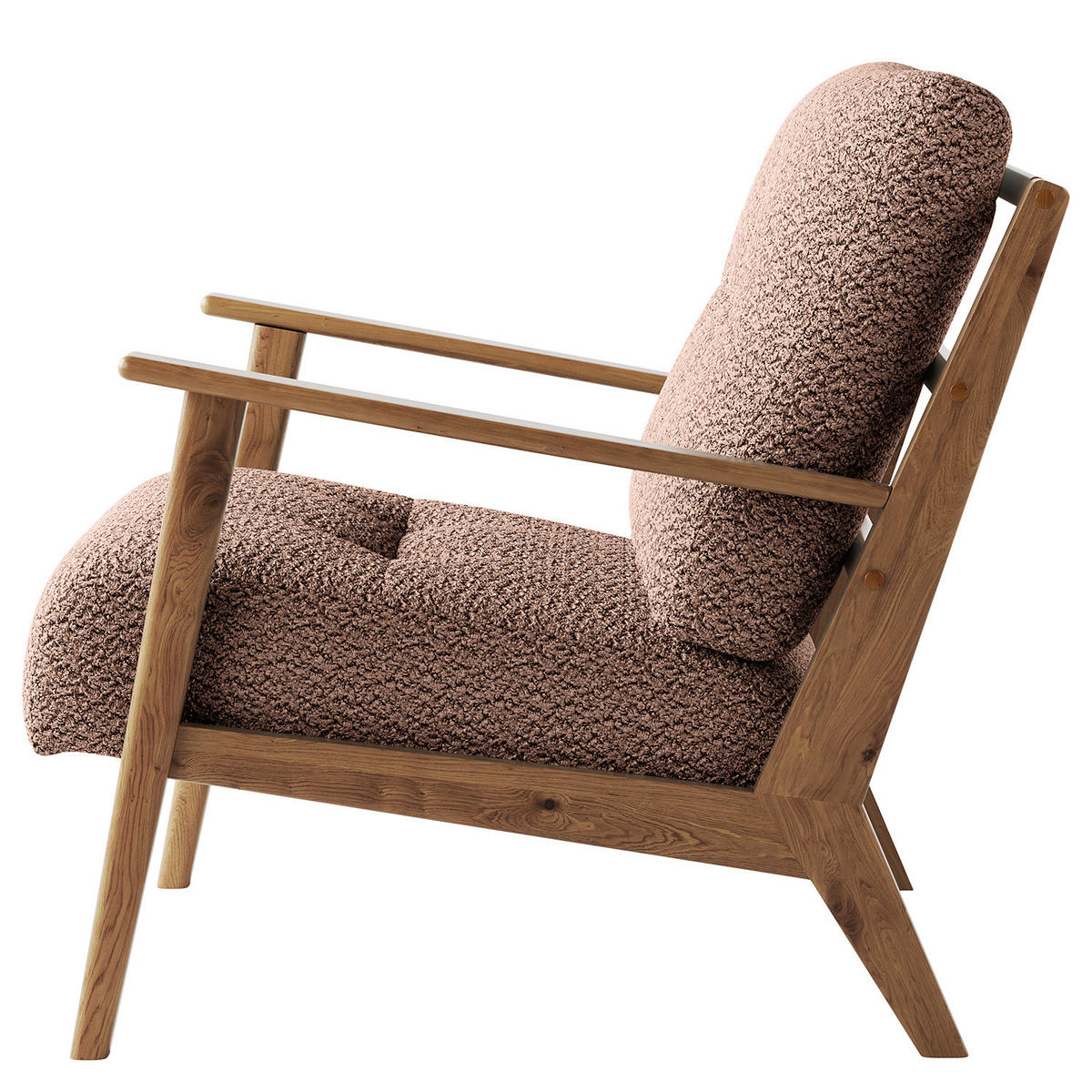 SESSEL - Eichefarben/Mauve, Eichenholz/Textil (83/80/75cm) - home24