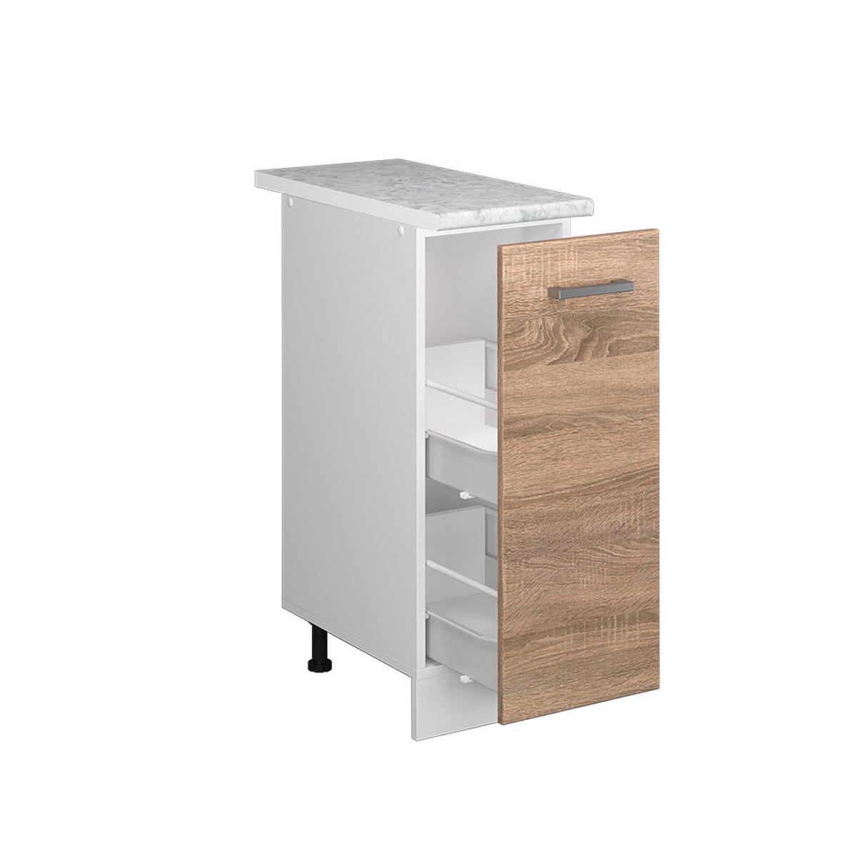 UNTERSCHRANK R-Line Sonoma 30 cm mit Tür, mit Arbeitsplatte - Weiß/Sonoma Eiche, Holzwerkstoff (30/81.6/60cm) - Vicco