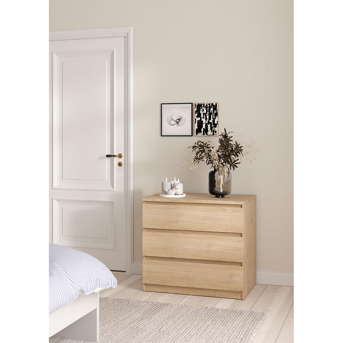 KOMMODE, Naia, Eiche, Holzwerkstoff, 77 x 50 x 68 cm - Eichefarben, Holzwerkstoff (77/68/50cm) - ebuy24