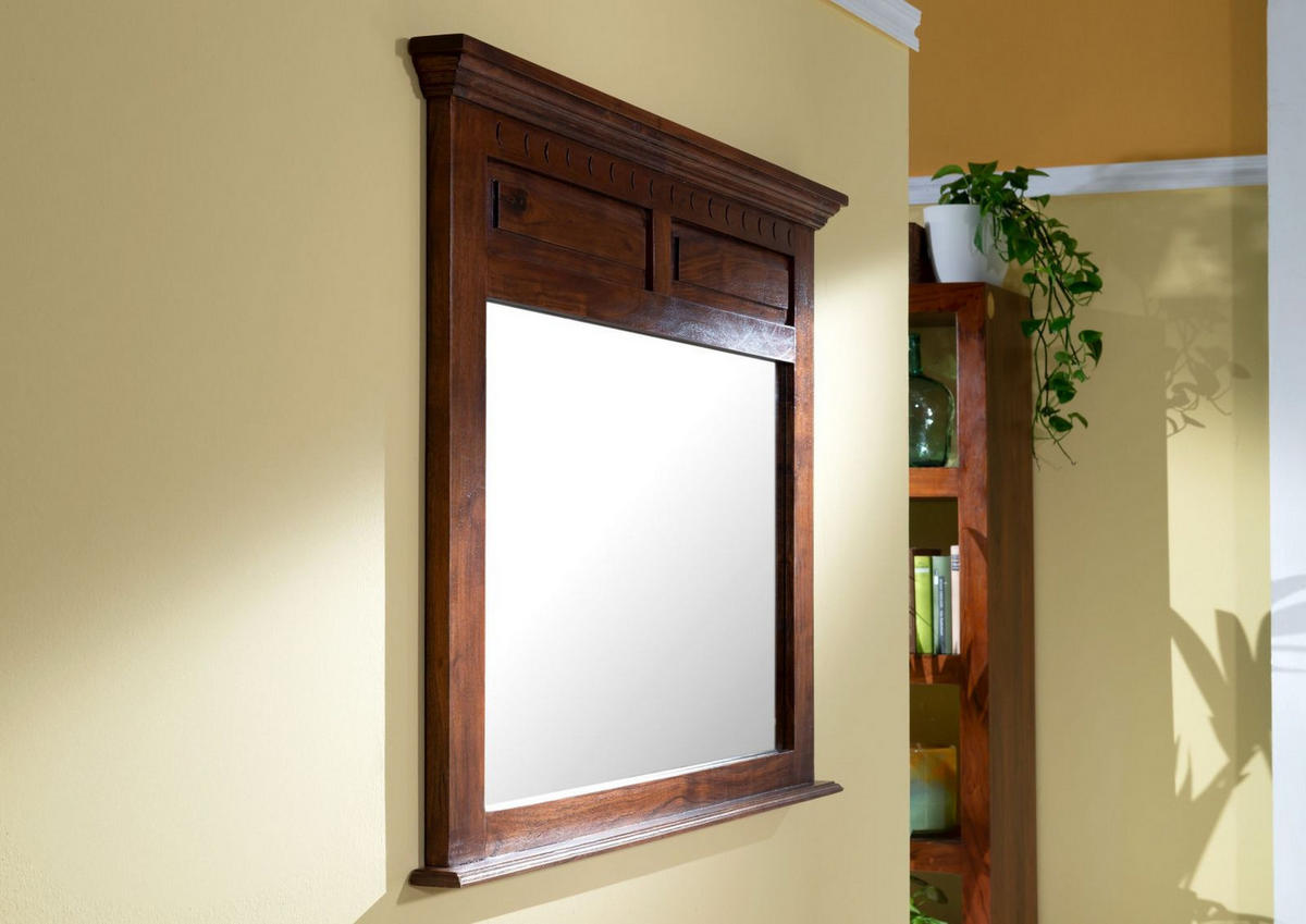 SPIEGEL Akazie 110x6x87 nougat lackiert OXFORD #328 - Dunkelbraun, Holz (110/87/6cm) - Massivmoebel24