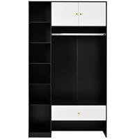 STANDKLEIDERSCHRANK 105/40/185 cm mit 2 Türen, Schublade und offenen Fächern - Weiß, Holzwerkstoff (105/185/40cm) - BEAOK