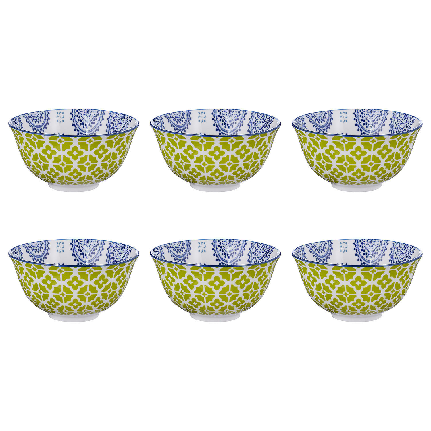 SCHALEN 6er-Set Ornaments 240 ml - Blau, Keramik (11/11/5cm) - Butlers