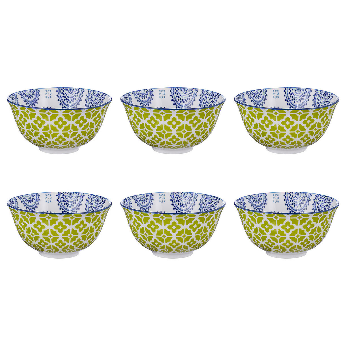 SCHALEN 6er-Set Ornaments 240 ml - Blau, Keramik (11/11/5cm) - Butlers