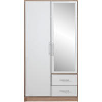 DREHTÜRENSCHRANK VANO 100/190/56cm 2-türig mit Spiegel Weiß - Weiß, Holzwerkstoff (100/190/56cm) - MASSENO