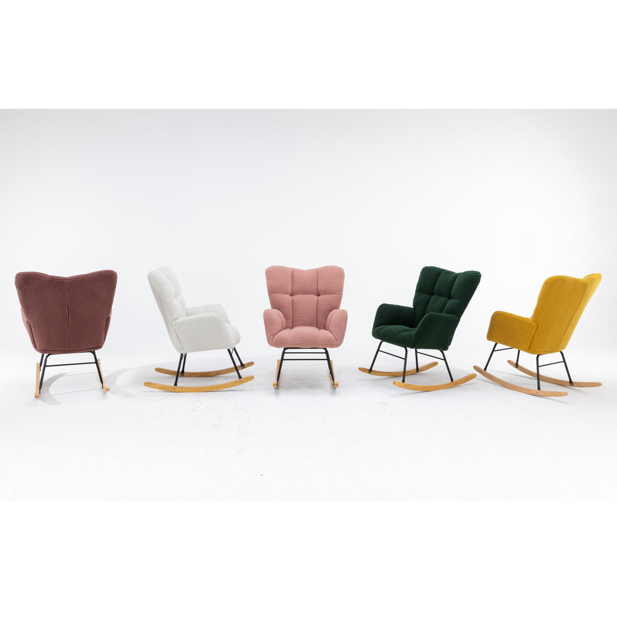 SCHAUKELSTUHL Teddy-Stoff mit gepolstertem Sitz und hoher Lehne 80/70/95 cm Weiß - Weiß, Textil (70/95/80cm) - Redom