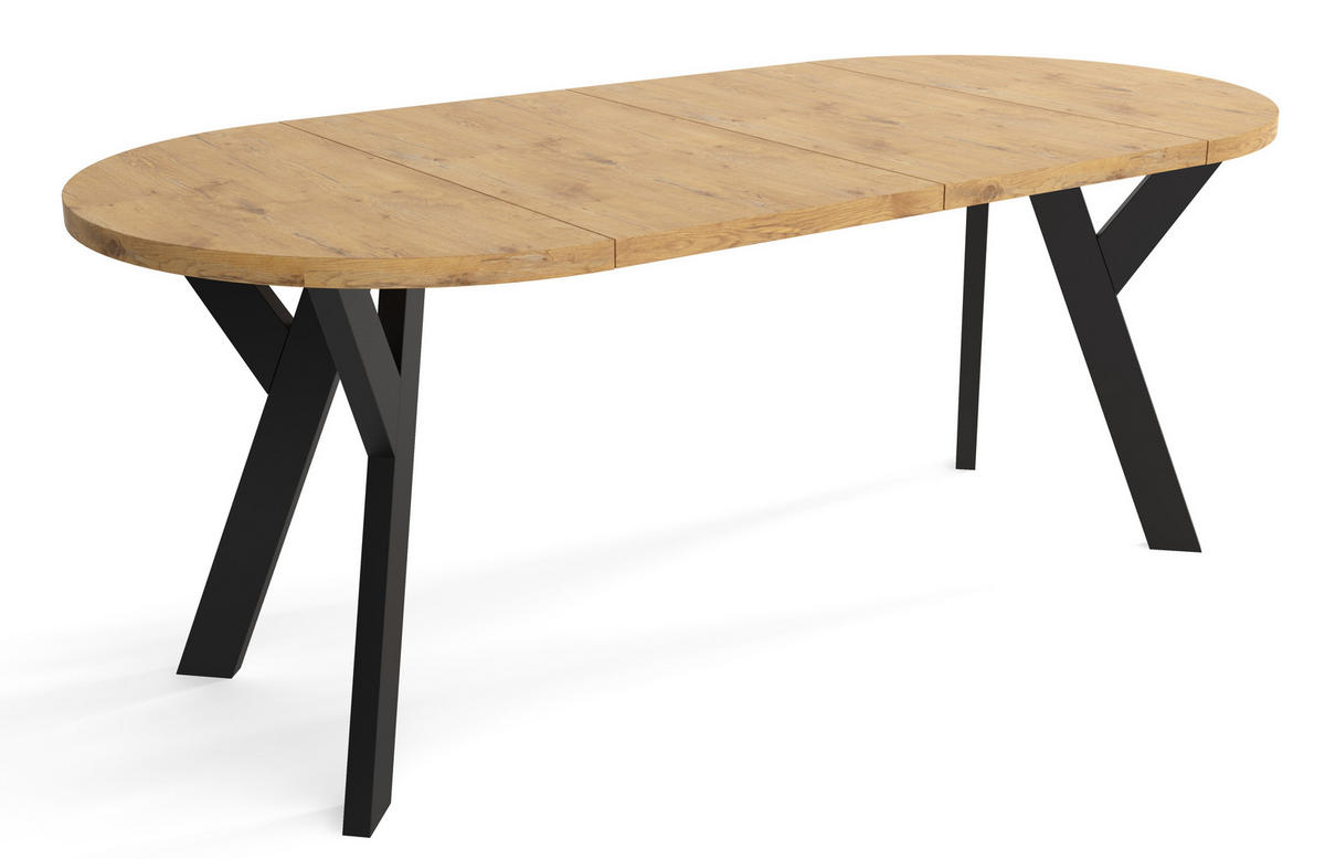 TISCH Schwarz Lancelot Ausziehbar Rund 100/200 cm - Multicolor/Schwarz, Holzwerkstoff (200/100/75cm) - Sepro Meble