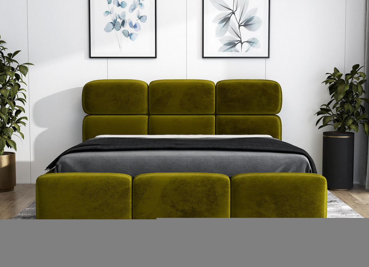 POLSTERBETT SONIC mit Matratze H2 120x200 Olivgrün - Olivgrün, Textil (120/200cm) - A&J MöbelLand