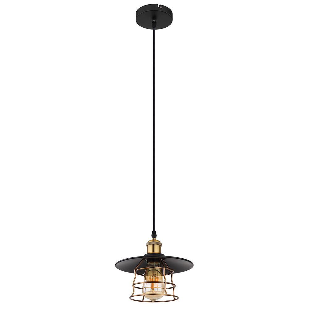 HÄNGELEUCHTE Metall Schwarz Gitter-Schirm - Schwarz, Metall (22/22/150cm) - Globo Lighting