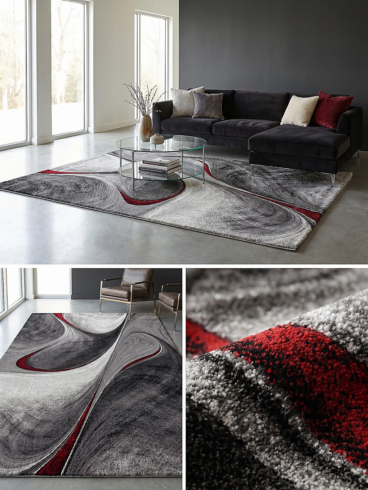 KURZFLORTEPPICH Abstrakt BIENO Polypropylen Rot 160 x 230 cm - Rot, Textil (160/230cm) - KADIMA DESIGN