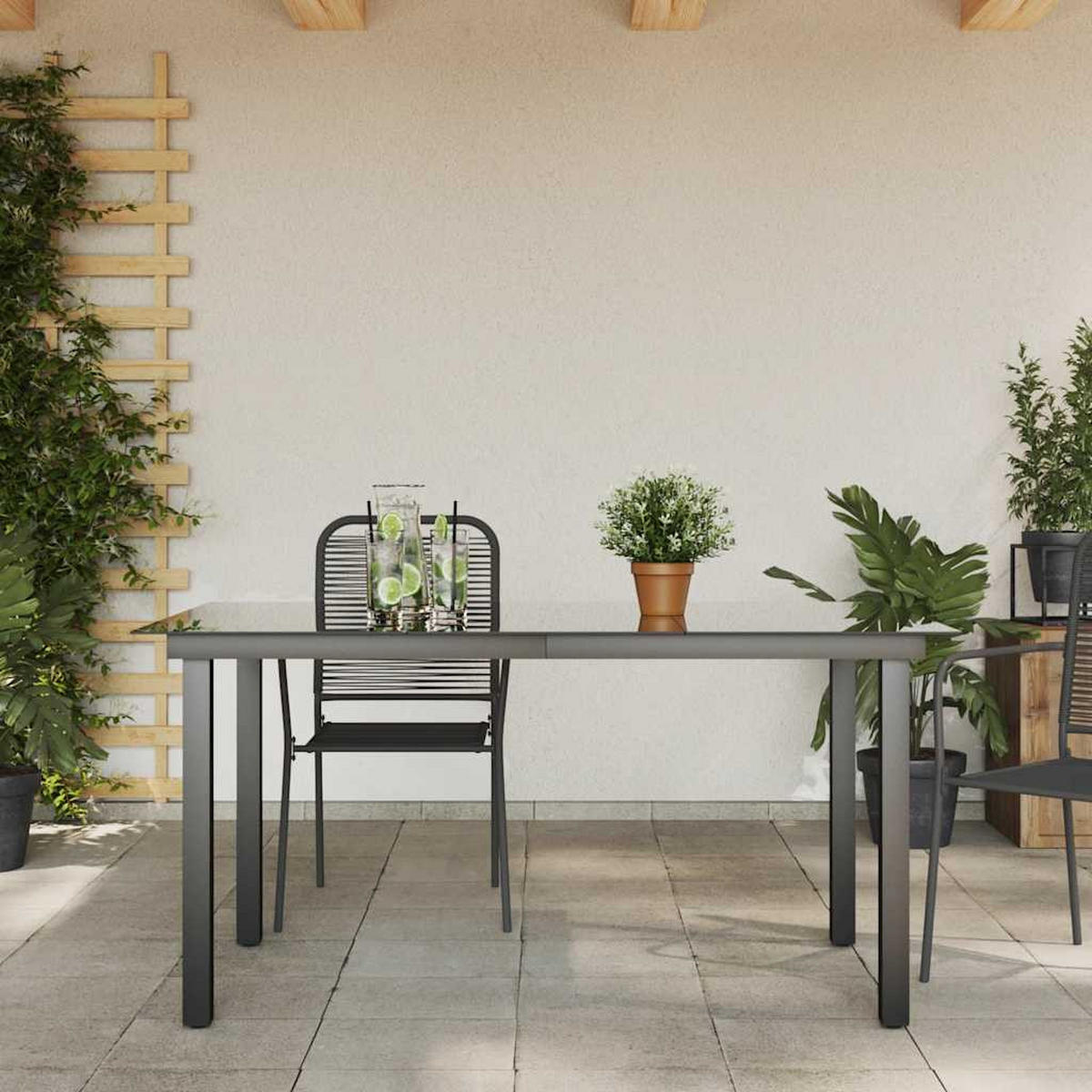 GARTENTISCH, 150/90/74 cm, aus Aluminium und Glas, Schwarz - Schwarz, Glas (90/150/74cm) - vidaXL