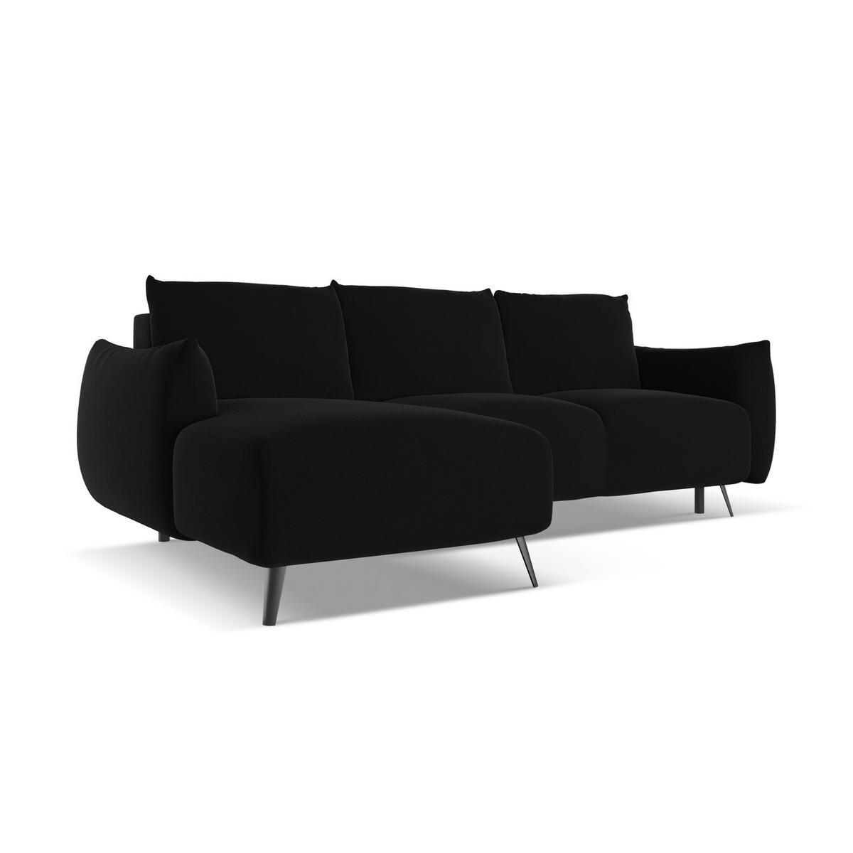 ECKSOFA mit Schlaffunktion Samt Stoff Schwarz - Schwarz, Textil/Metall (162/242cm) - LaMiaSofa