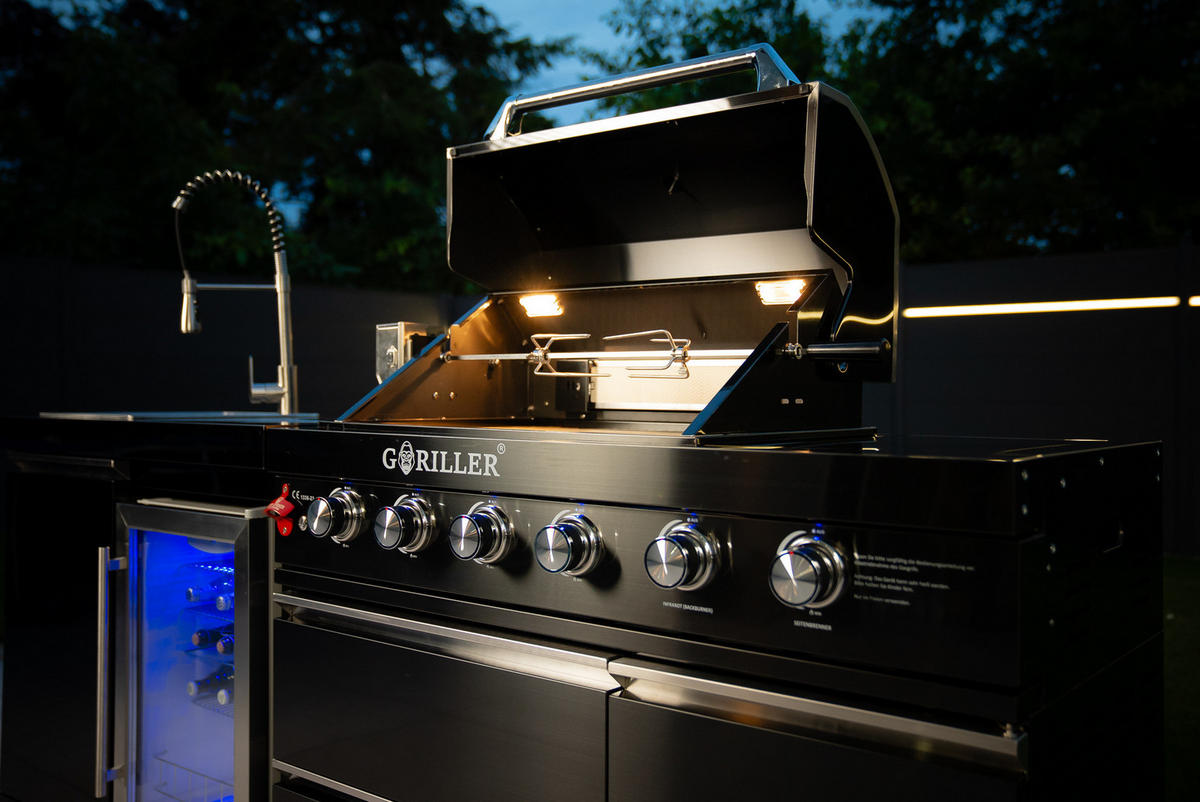 OUTDOORKÜCHE Grillmaster Fusion 217/58/119 cm - Schwarz Hochglanz, Metall (58/90/217cm) - Goriller