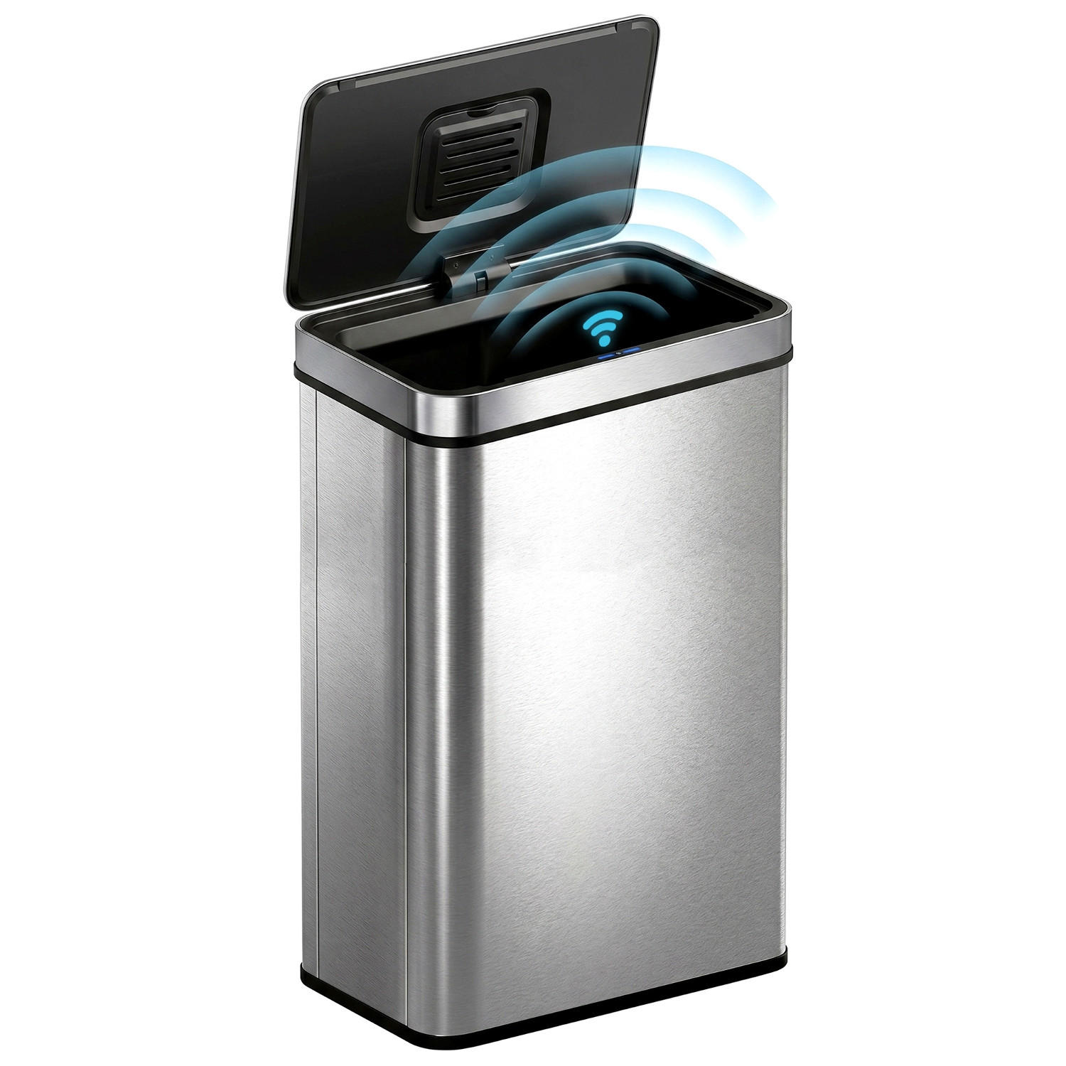 MÜLLEIMER 60L Automatischer Küchenmülleimer Edelstahl Silber 39/66/27 cm - Silberfarben, Metall (27/66/39cm) - Rolipo