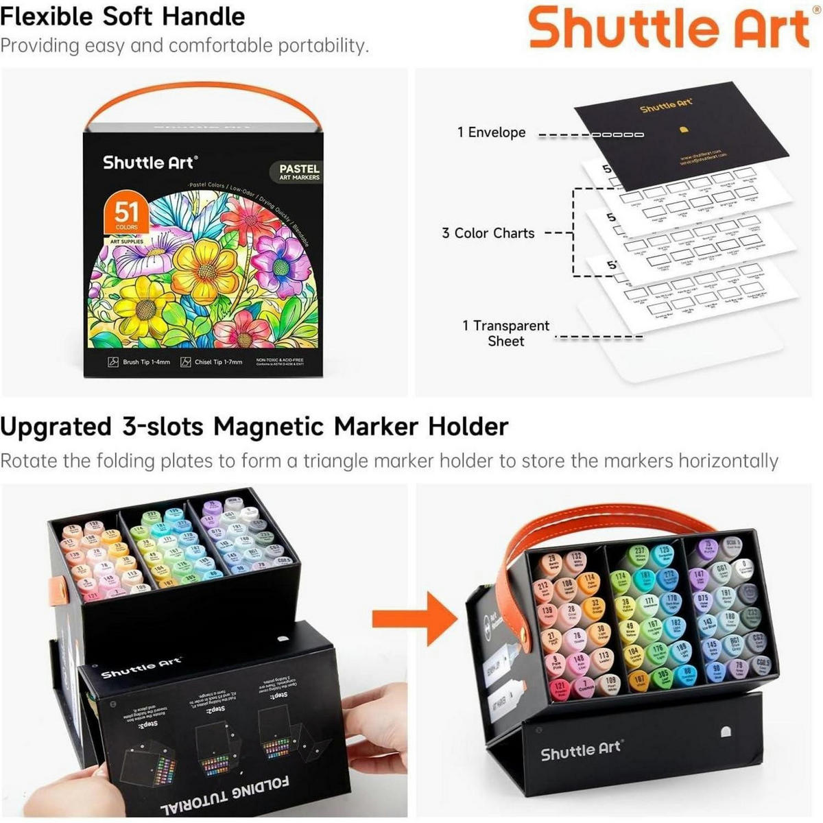 MARKER-SET 51 Pastellfarben mit Pinsel- und Keilspitze - Multicolor, Kunststoff (10/10/15cm)