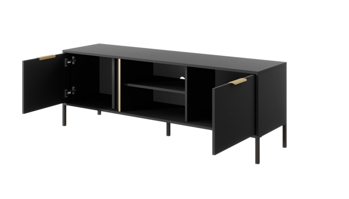 TV-LOWBOARD Valdi G 153 cm Anthrazit / Gold - mit 2 Türen und offener Nische - Anthrazit/Gelb, Holz/Holzwerkstoff (153/53/39cm) - Ravio