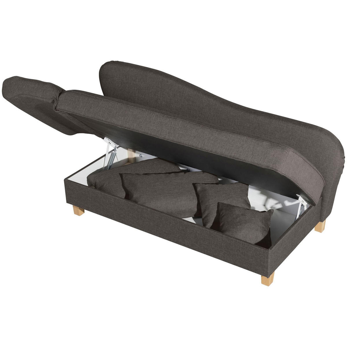 RECAMIERE mit Armteil links klappbar Katia Bezug Flachgewebe Buche natur / braun - Braun, Kunststoff (190/82/88cm) - 58aufmkessel