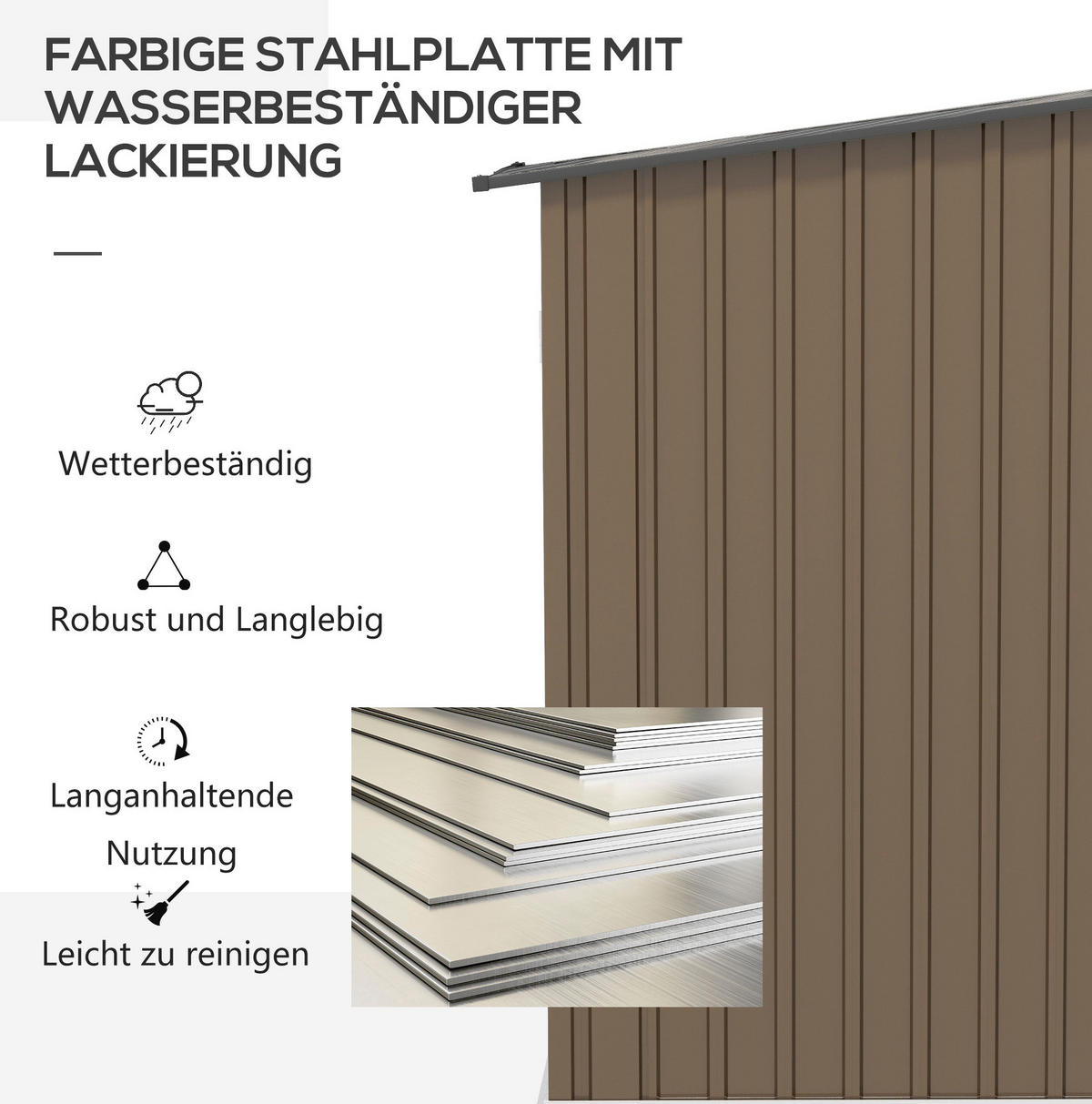 GARTENKOMMODE 100/160/103 cm Braun aus Stahl mit abschließbarer Tür - Braun, Metall (103/160/100cm) - OKMYHOME