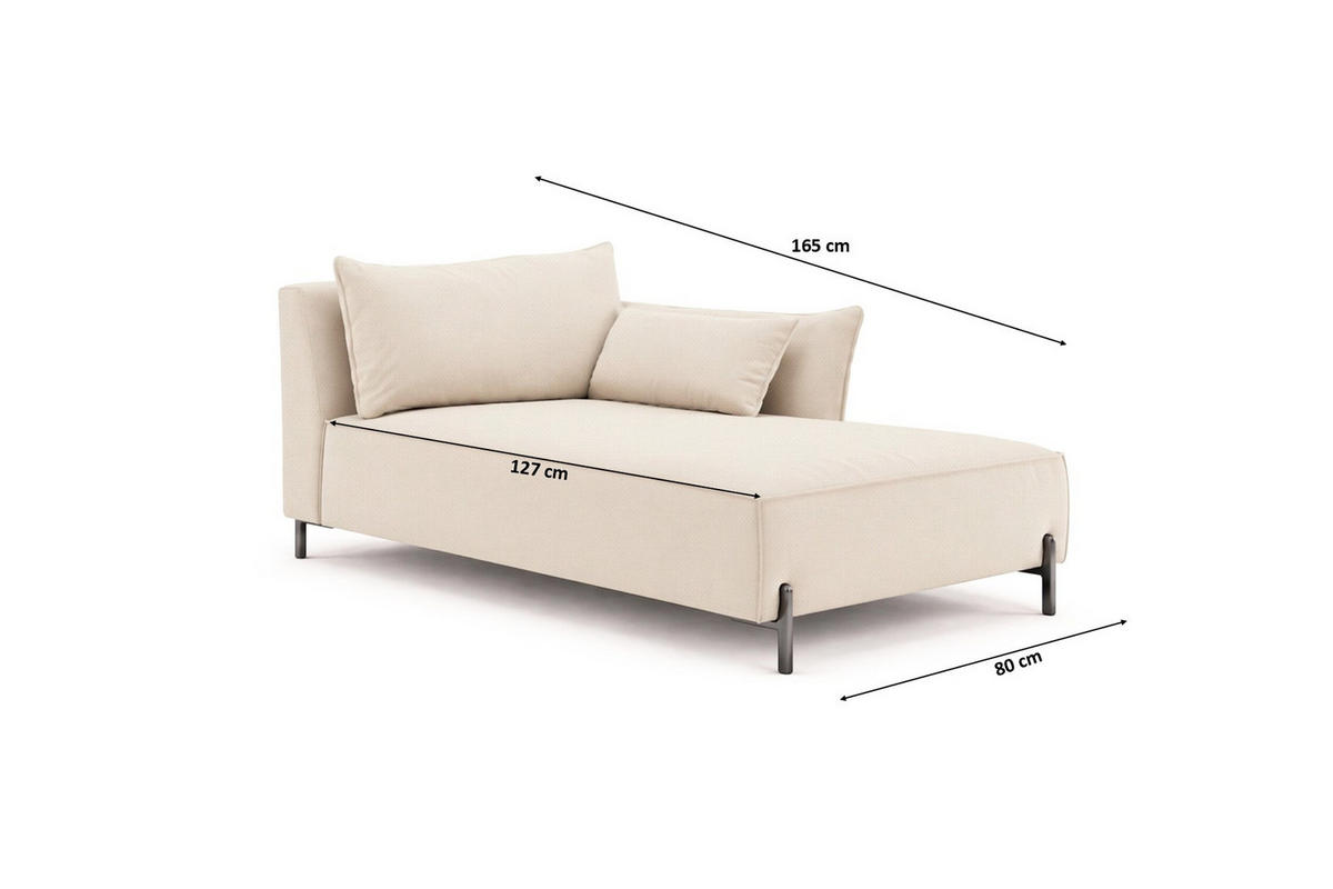 CHAISELONGUE für Terrasse und Garten, Stoff Sunlight, Ecru, Rechts, SUNMEE - Ecru, Holz (80/90/165cm) - Kaiser Möbel