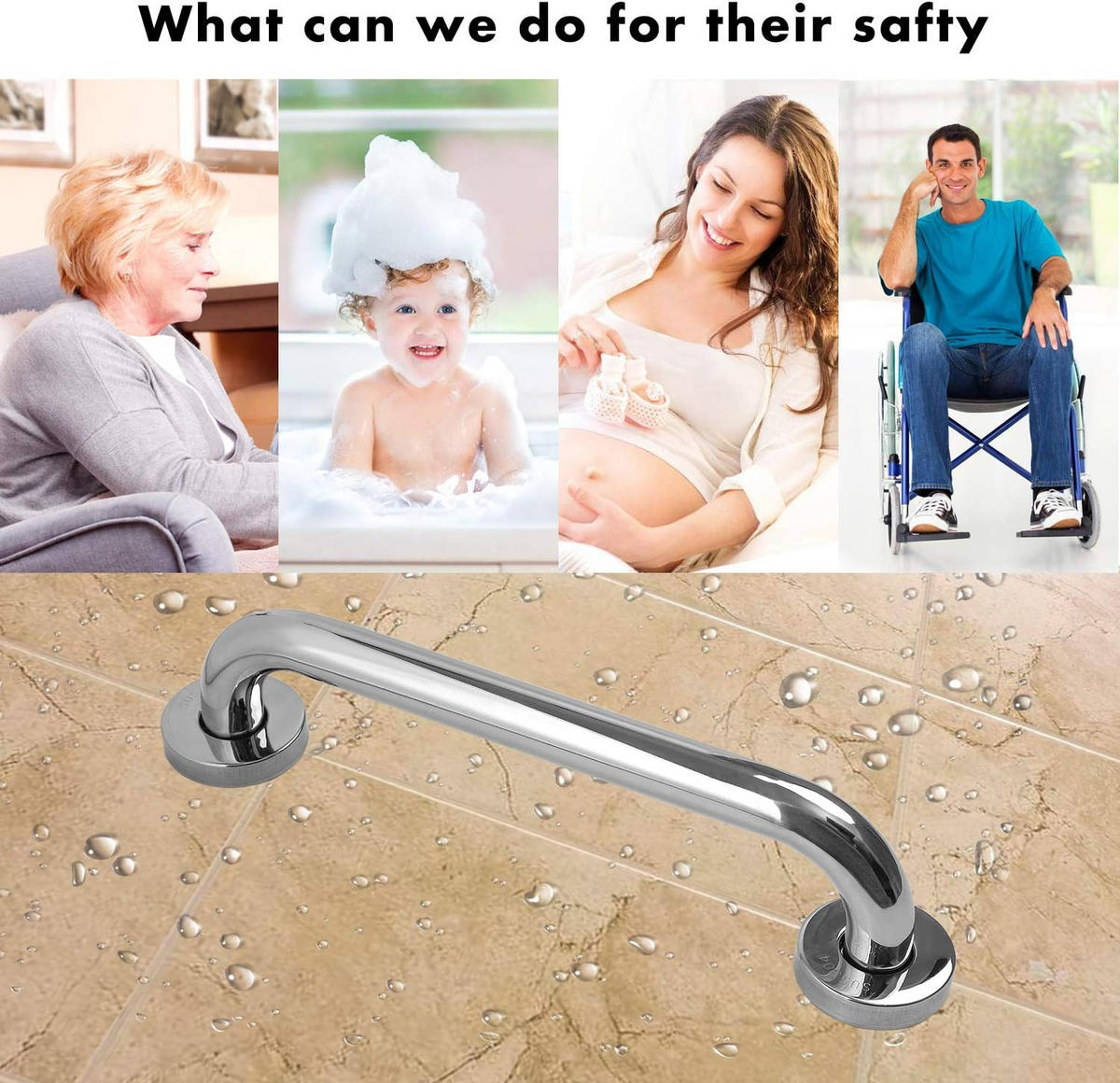 HALTEGRIFF Edelstahl 30 cm Für Badewanne und Toilette - Silberfarben, Metall (2.5/2.5/33cm)