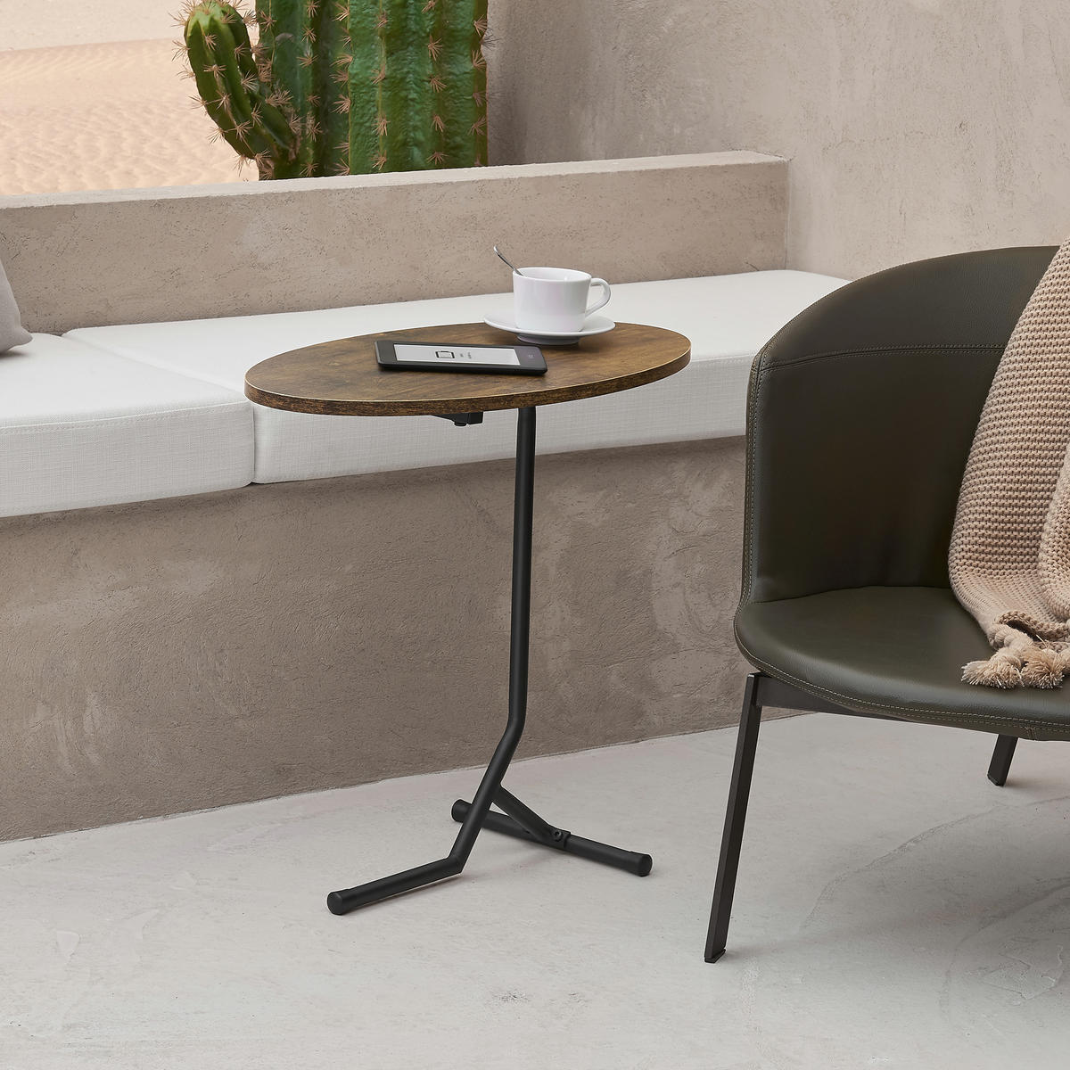 BEISTELLTISCH Karlebo - Dunkelbraun, Metall (30/60/55cm) - [en.casa]