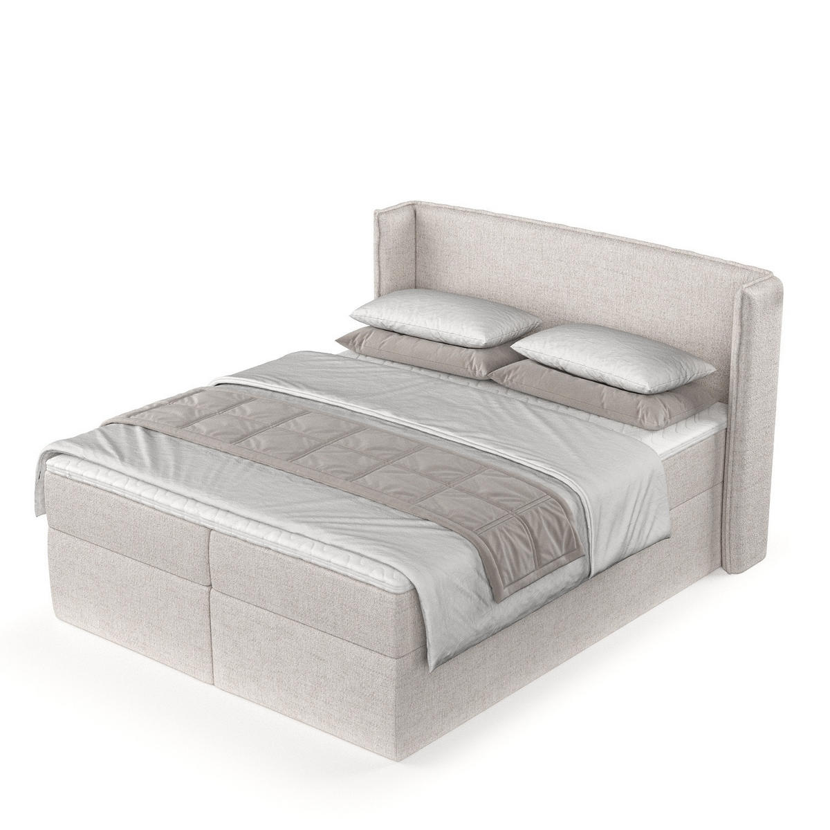 BOXBETT Viva 140/200 cm Hellbeige im Neve Stoff - Sandfarben/Schwarz, Holz/Holzwerkstoff (140/200cm) - AltaBeds