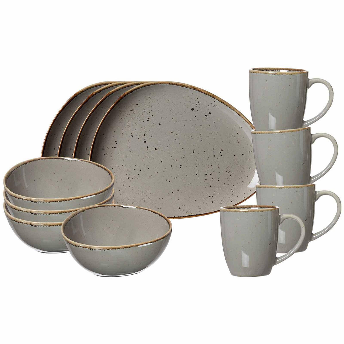 FRÜHSTÜCKSSET Taste taupe 12er Set - Taupe, Keramik (1/1/1cm) - Ritzenhoff Breker