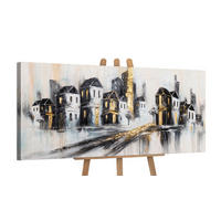 GEMÄLDE Goldene Stadt auf Keilrahmen 115x50 cm - Grau, Holz (115/50cm) - YS-art gallery