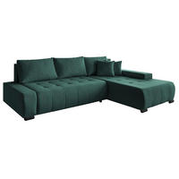 ECKSCHLAFSOFA Draco L Grün - Schwarz/Grün, Textil/Metall (268/183cm) - Beautysofa
