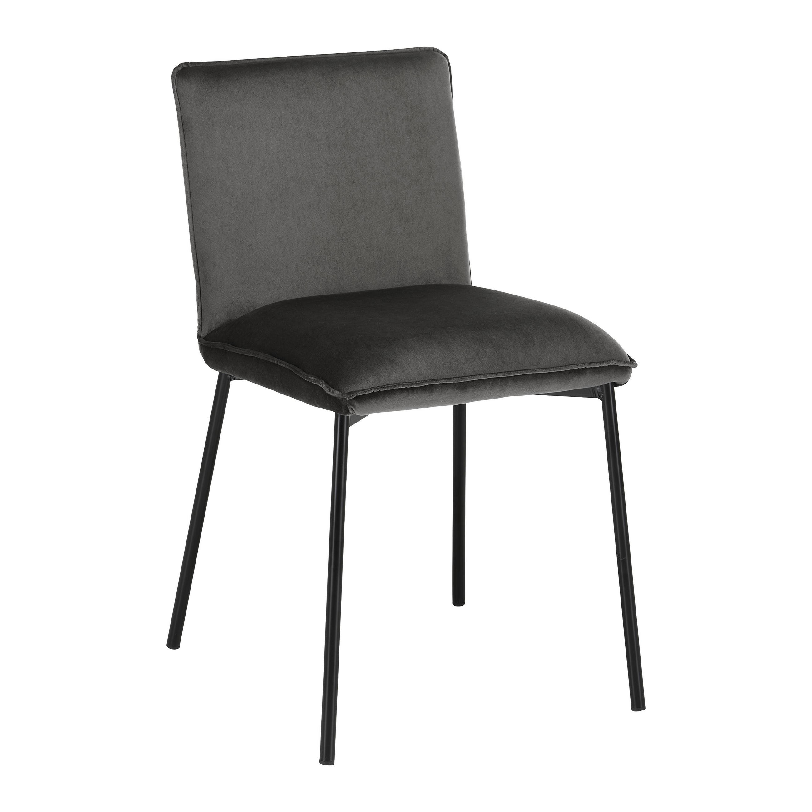 STUHL Darla Dunkelgrau Velours Gepolstert - Dunkelgrau, Holz (49/81/55cm) - Bessagi Home