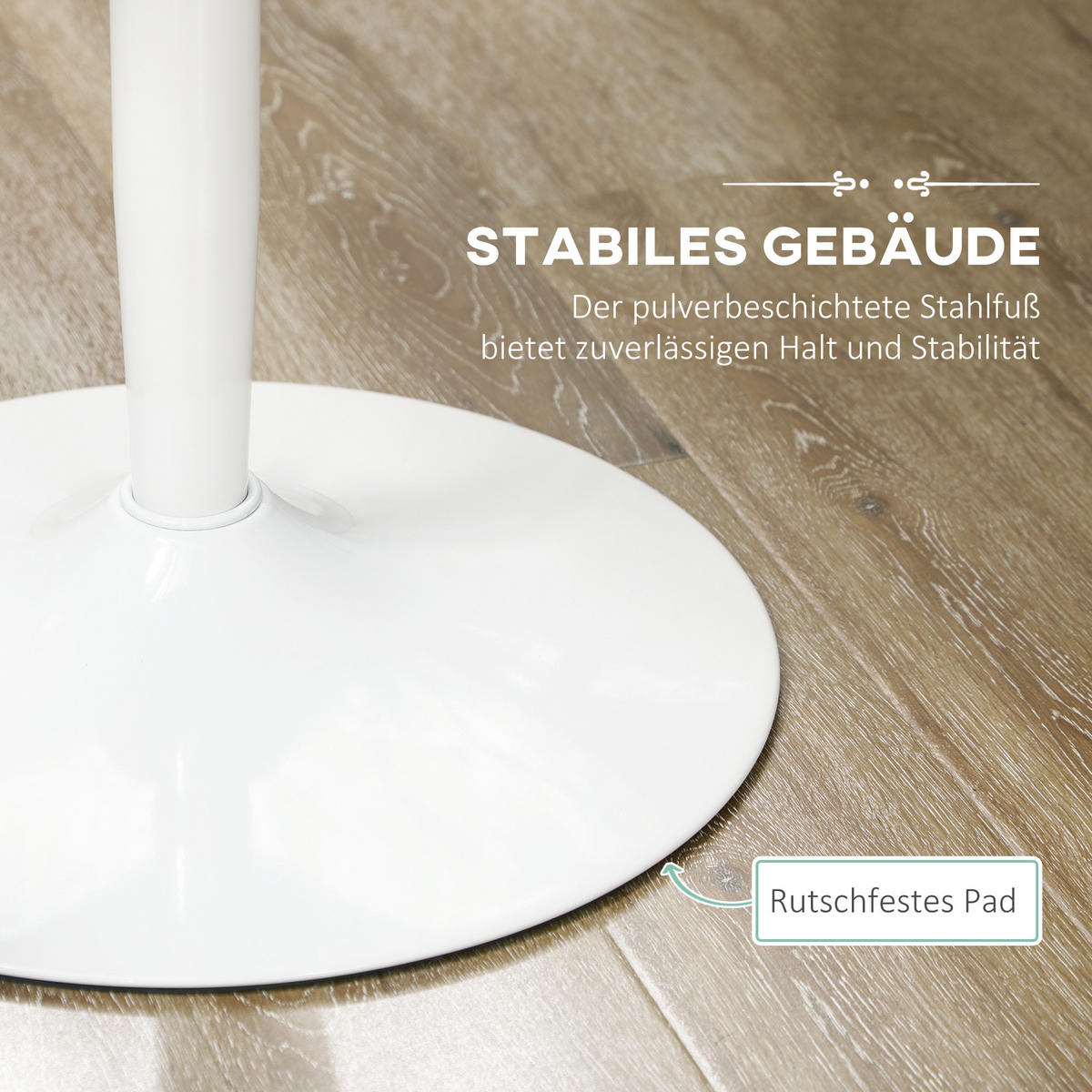 ESSTISCH Runder Küchentisch, Rutschfester Esszimmertisch für 2 Personen Weiß - Weiß, Kunststoff (70/70/75cm) - HOMCOM