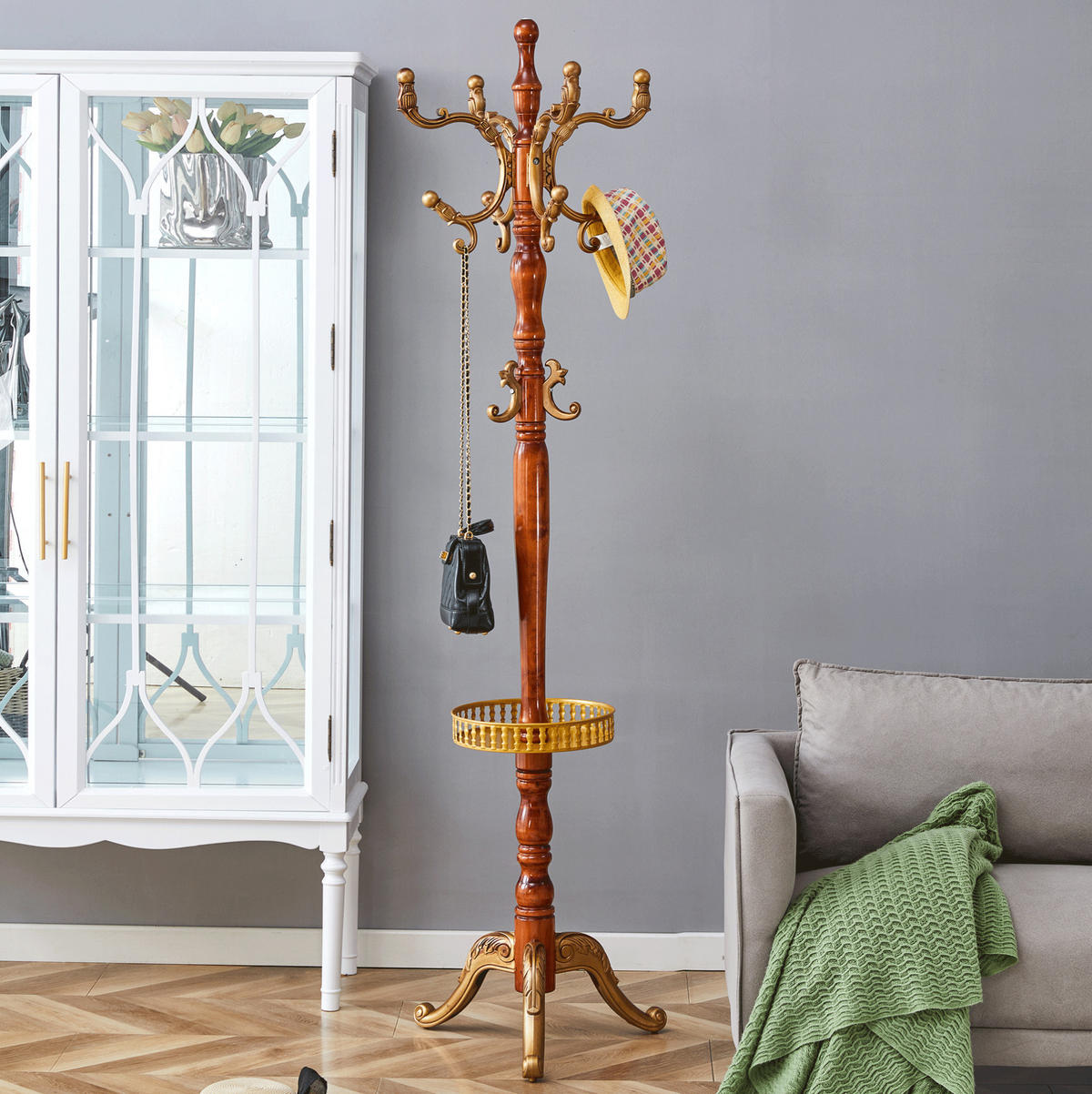 KLEIDERSTÄNDER mehrstöckig 195 cm Massivholz Holzoptik - Braun, Metall (48/195/48cm) - Beauniv