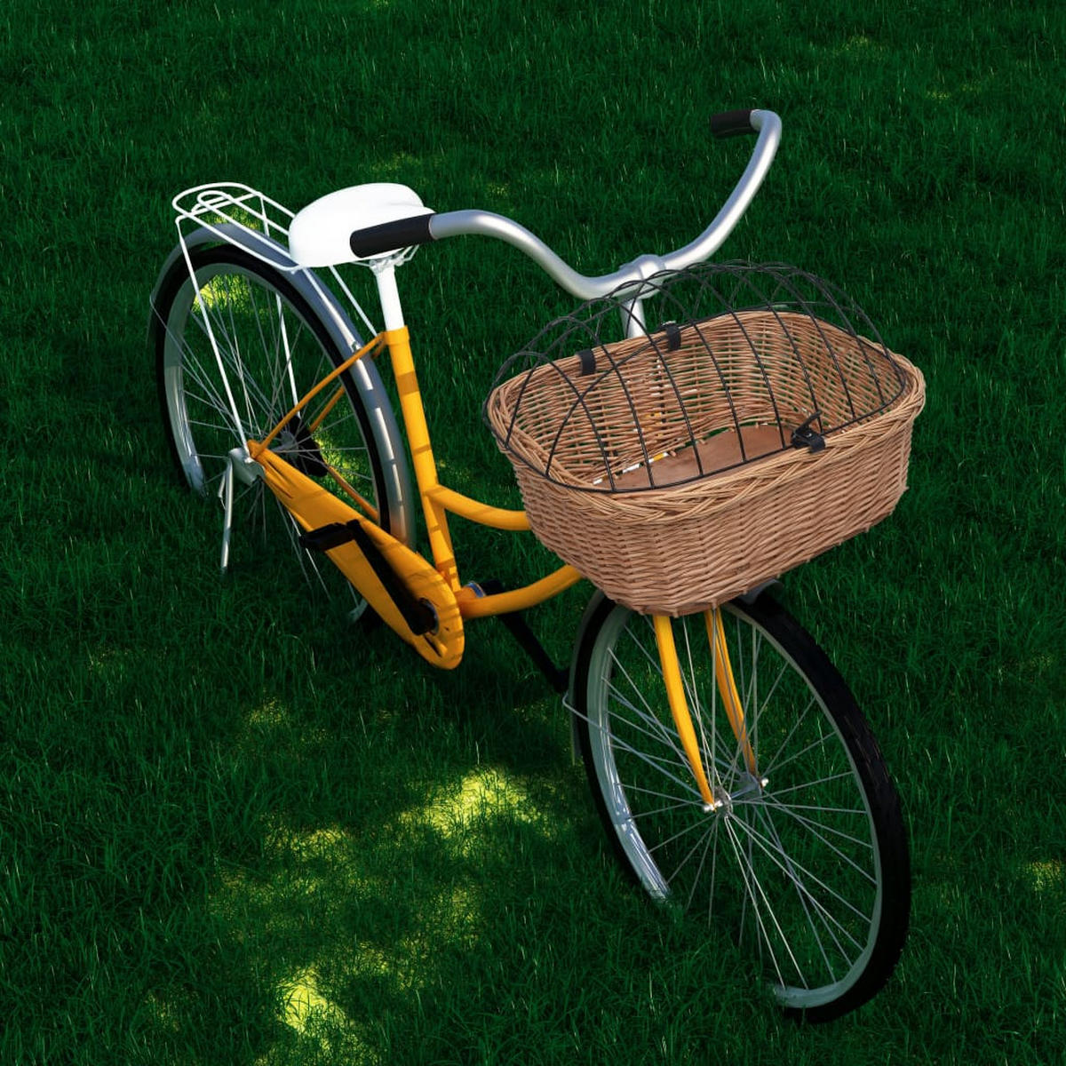FAHRRADKORB Vorne Mit Deckel 50/45/35 Cm Natur Weide - Braun, Naturmaterialien (45/35/50cm) - vidaXL