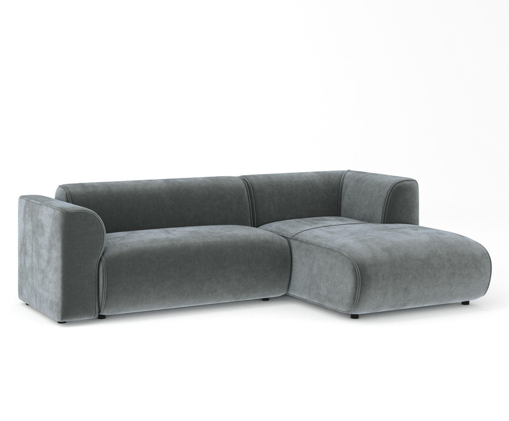 ECKSOFA Melani Dunkelgrau Samtstoff - Rechts Seite - Schwarz/Grau, Holz/Holzwerkstoff (162/256cm) - Maison de Reve