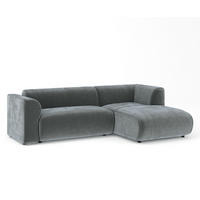 ECKSOFA Melani Dunkelgrau Samtstoff - Rechts Seite - Schwarz/Grau, Holz/Holzwerkstoff (162/256cm) - Maison de Reve