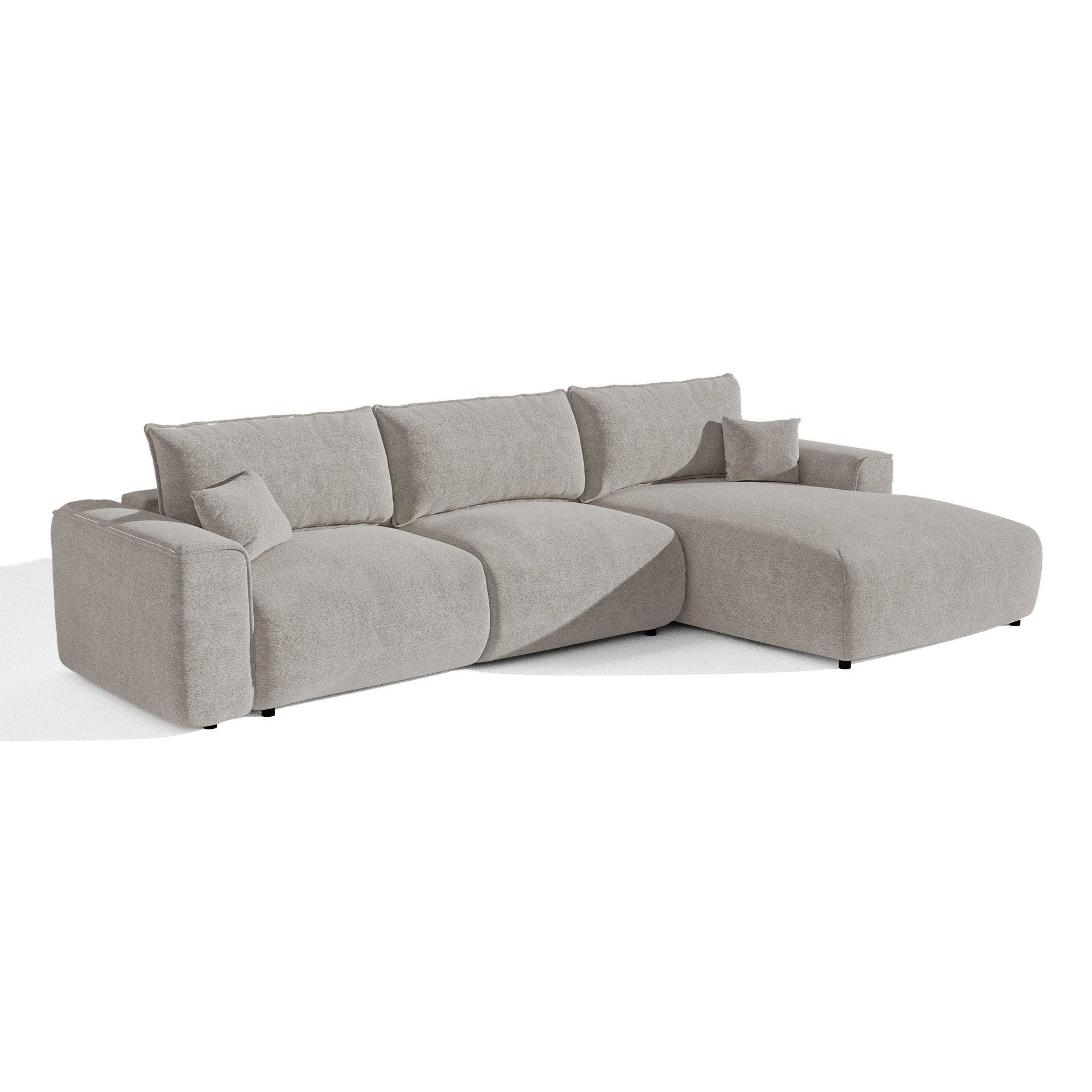 ECKSOFA rechtwinklig COMO Bouclé-Stoff Hellgrau 300cm - Hellgrau/Grau, Textil (300/165cm) - Premium Interiors