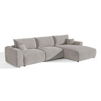 ECKSOFA rechtwinklig COMO Bouclé-Stoff Hellgrau 297cm - Hellgrau/Grau, Textil (297/167cm) - Premium Interiors