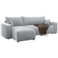 ECKSOFA Pianoni Hellgrau Cordbezug - Hellgrau/Schwarz, Kunststoff/Textil (244/140cm) - Selsey