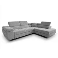 ECKSOFA L Form Konak Hellgrau 276/201/90 cm Rechts mit Schlaffunktion - Silberfarben/Hellgrau, Textil/Metall (276/203cm) - AX Living