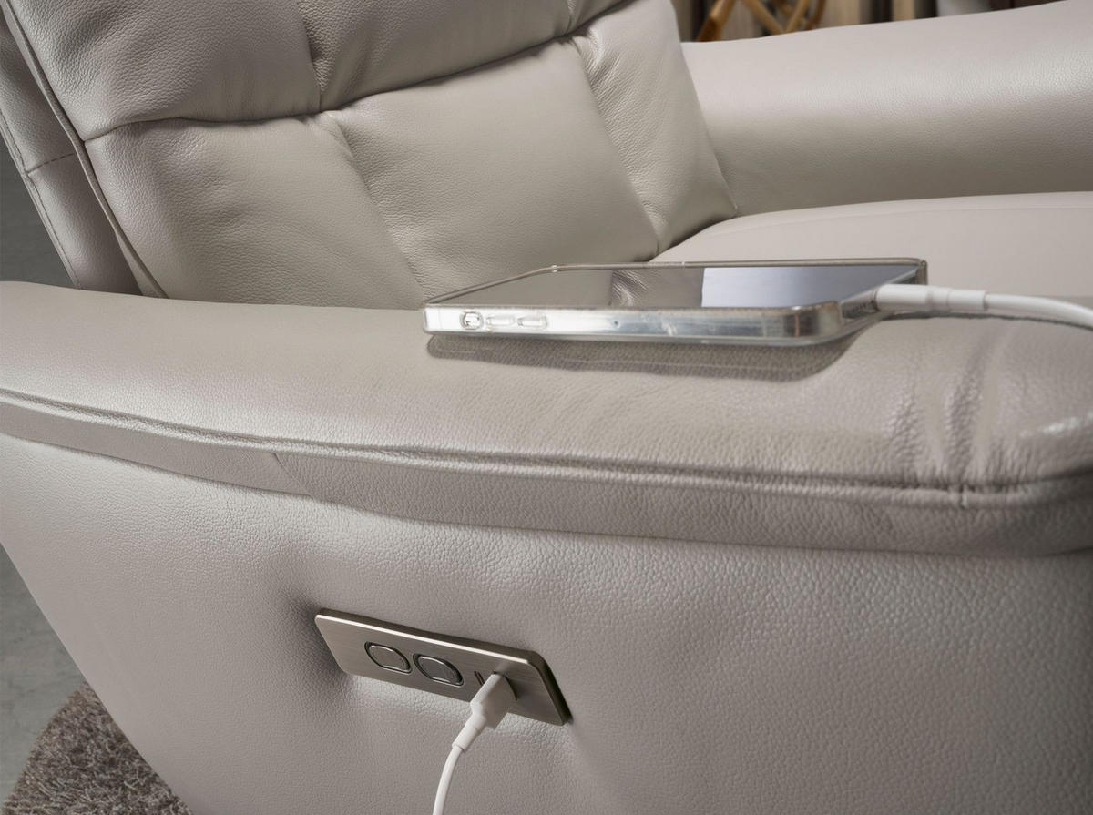 FERNSEHSESSEL Grauer Leder-Drehsessel 85/80/106 cm - Schwarz/Grau, Leder (85/106/80cm) - ANGEL CERDA