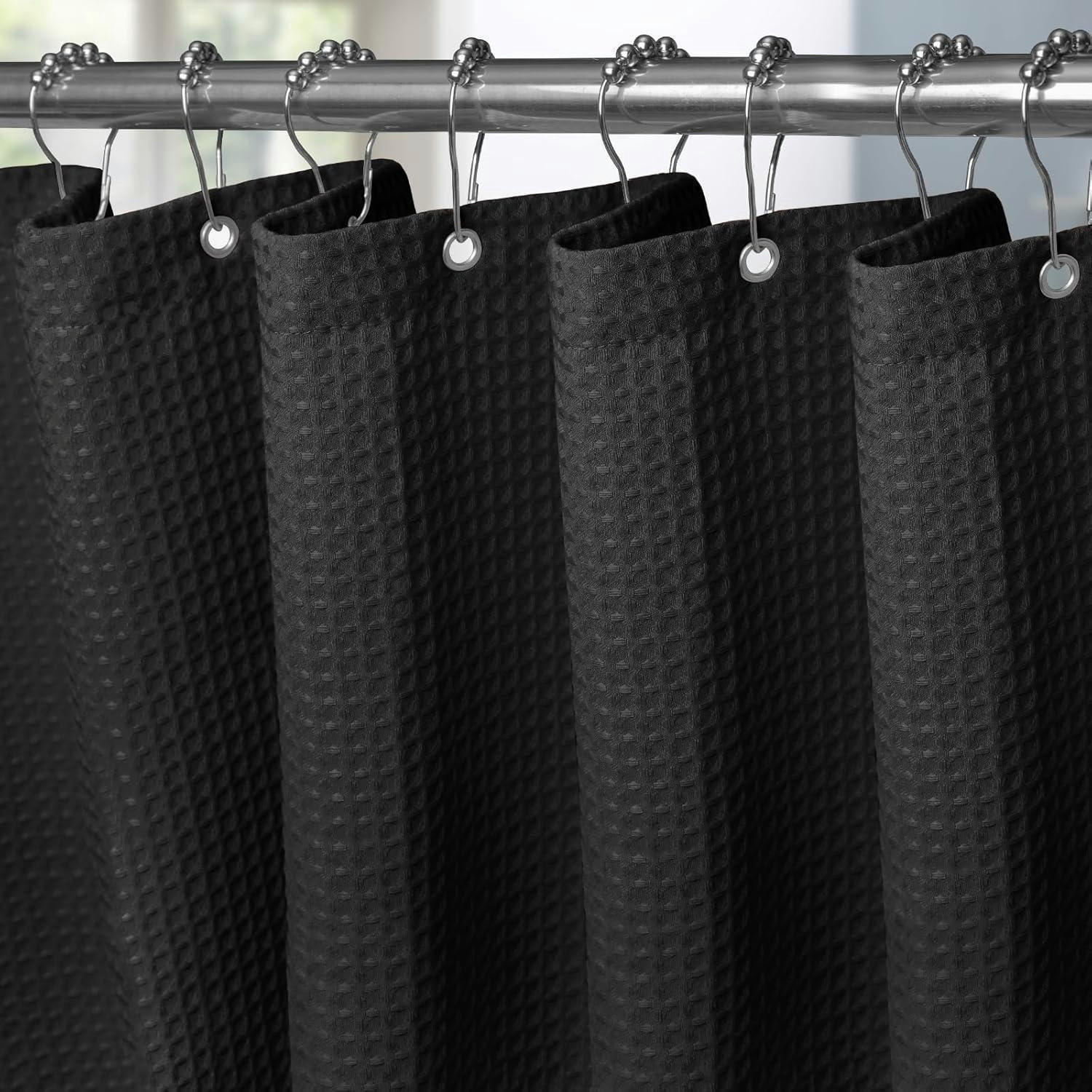 DUSCHVORHANG Waffelstoff Schwarz 182 x 182 cm - Schwarz, Textil (182/182cm)