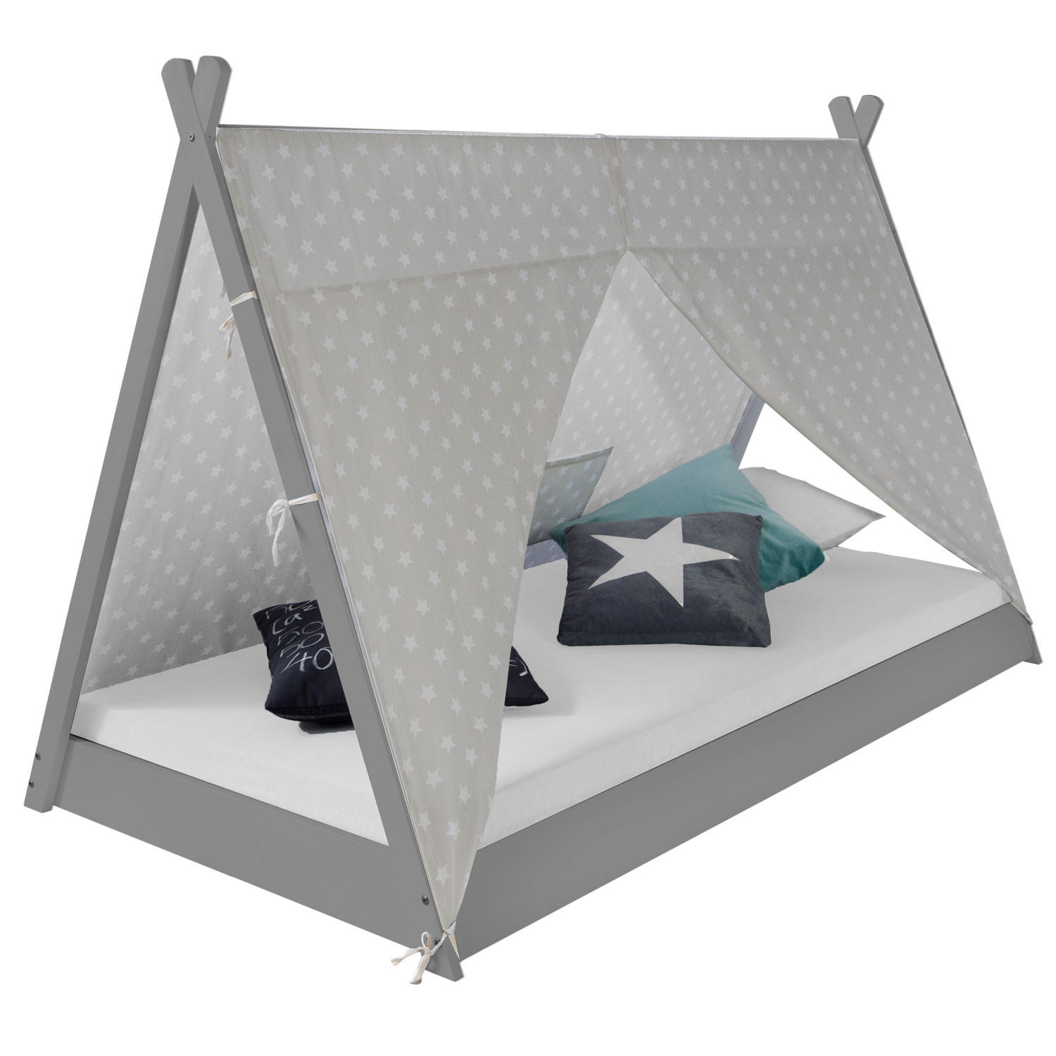 Homestyle4u Kinderbett Grau 208x132x105 cm