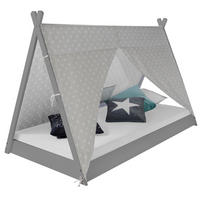 KINDERBETT Tipibett mit Matratze 90/200 cm Grau - Grau, Holz (208/132/105cm) - Homestyle4u