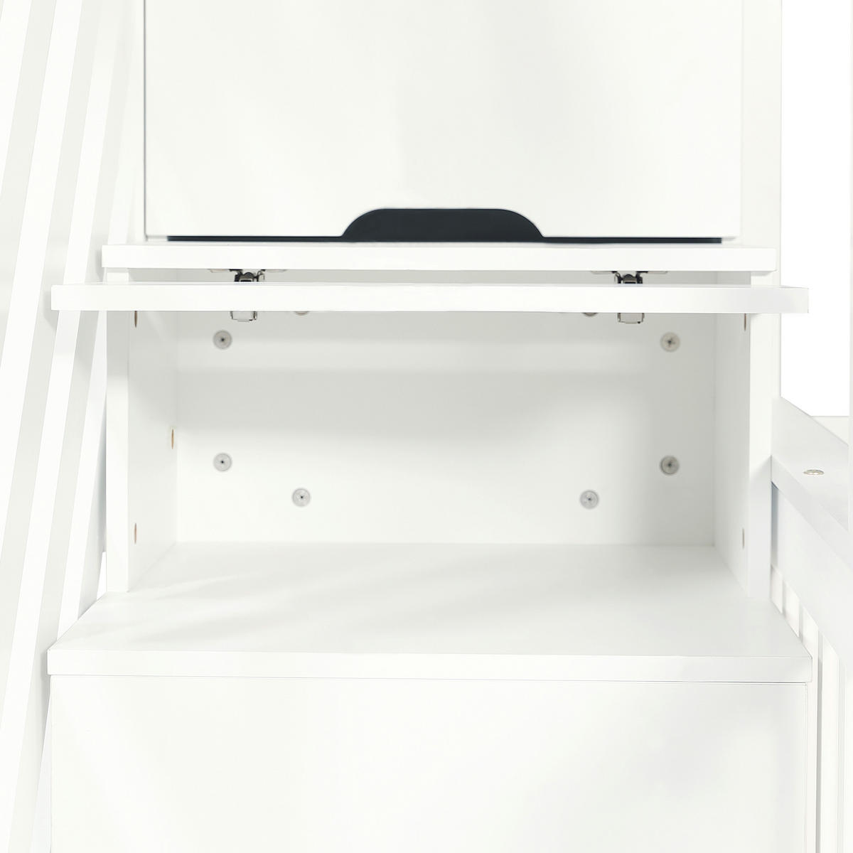 ETAGENBETT 90/200 cm & 120/200 cm in Weiß Kinderbett mit Stauraumtreppe, Tisch und Sicherheitsgeländer - Weiß, Holzwerkstoff (90/200cm) - STILVORA