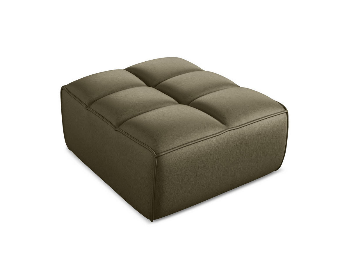 POUF Kunstleder Grün - Schwarz/Olivgrün, Leder/Kunststoff (80/43/93cm) - Makamii