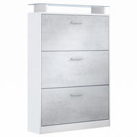 SCHUHSCHRANK Lavia Front in Beton Oxid Optik - Hellgrau, Holzwerkstoff (89/128/23cm) - Vladon