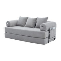 SCHLAFSOFA DE-33705 mit 3 Kissen und Seitentasche Hellgrau - Hellgrau, Textil (200/67/94cm) - ComfortXL