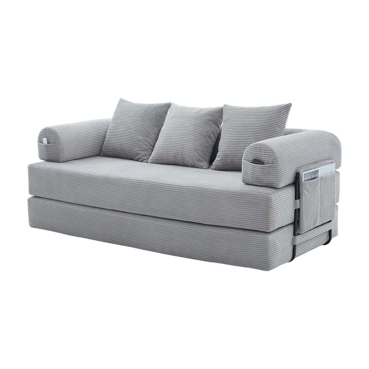 SOFA 3-Sitzer 200/94/67 cm Hellgrau - Hellgrau, Textil (94/67/200cm)