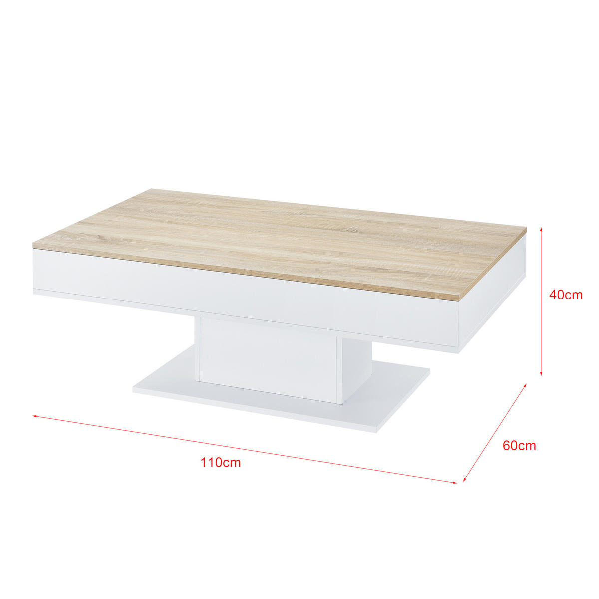 COUCHTISCH Lünen 110/60/40 - Eichefarben, Holzwerkstoff (60/110/40cm) - [en.casa]