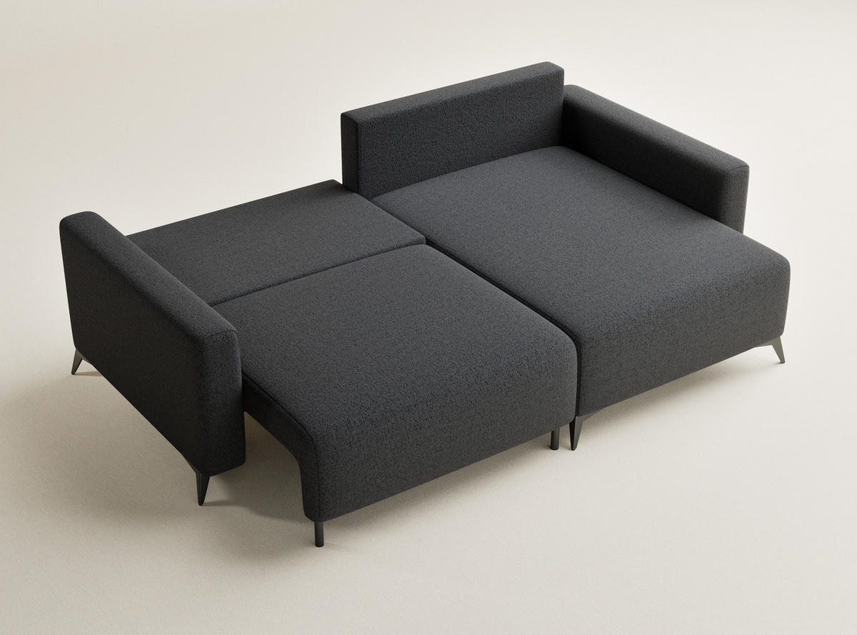 ECKSOFA MIT SCHLAFFUNKTION Leon Anthrazit Webstoff - Anthrazit/Schwarz, Holz/Holzwerkstoff (239/148cm) - Maison de Reve