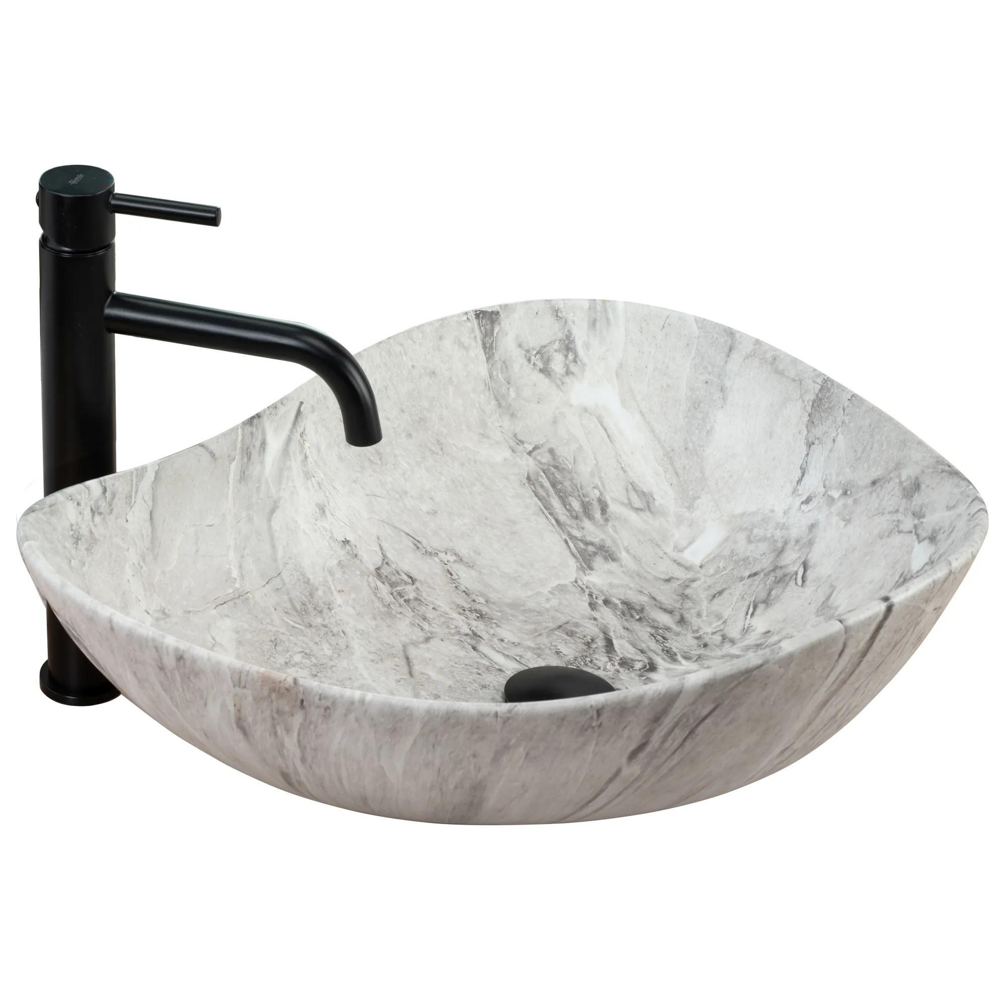 AUFSATZWASCHBECKEN Rea Dora Stone - Weiß, Keramik (40/17.5/51.5cm) - REA